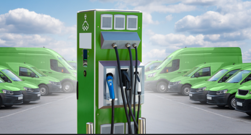 eco-friendly rental vehicles parked at a modern station